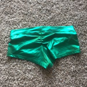 IHeartRaves Green Metallic Booty Shorts